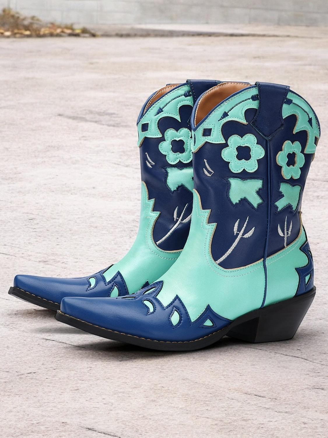 Women's Blue and Turquoise Western Cowboy Boots Perfect for Bold Fashion and Casual Wear