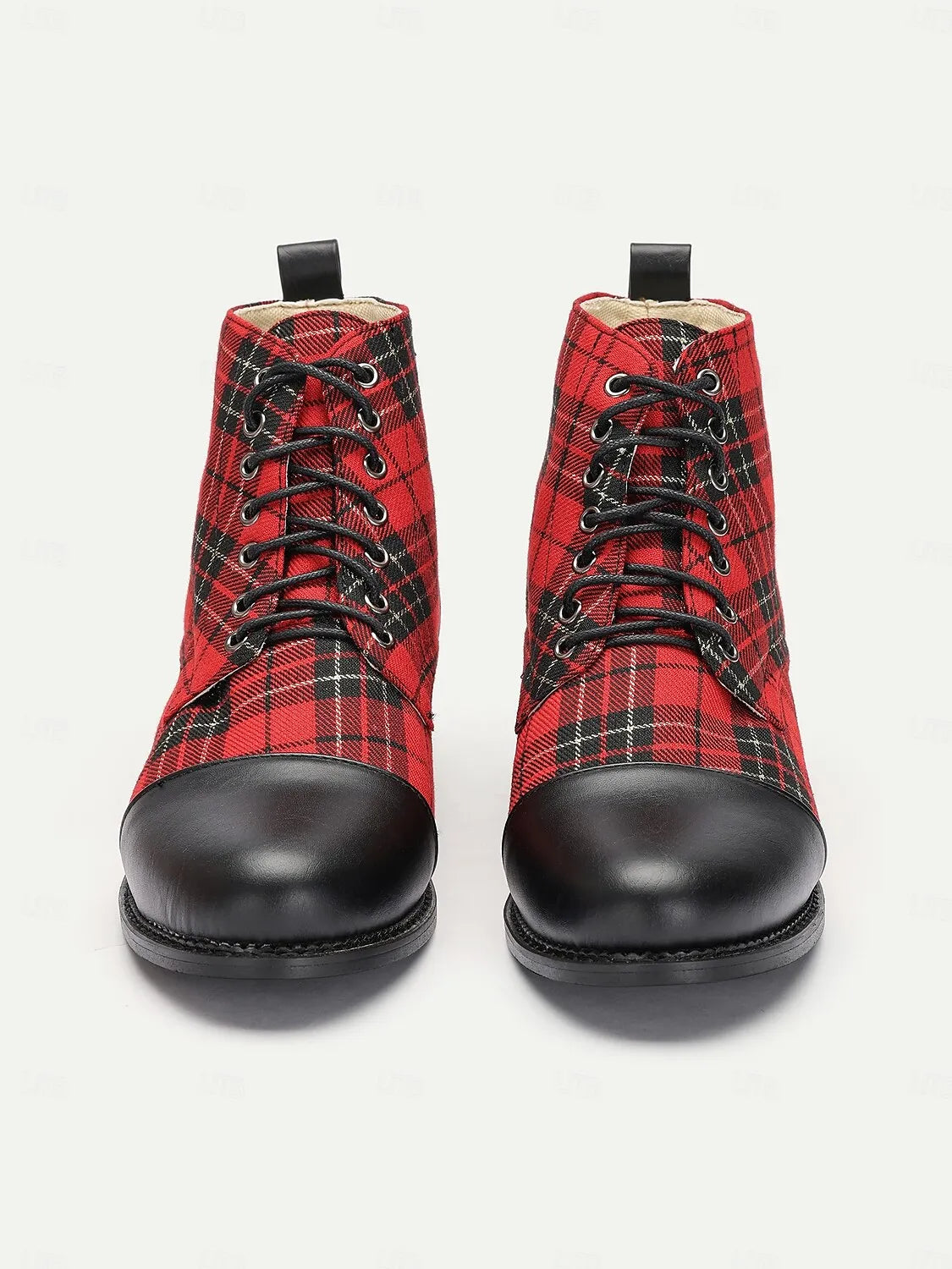 Fashion red black plaid boots