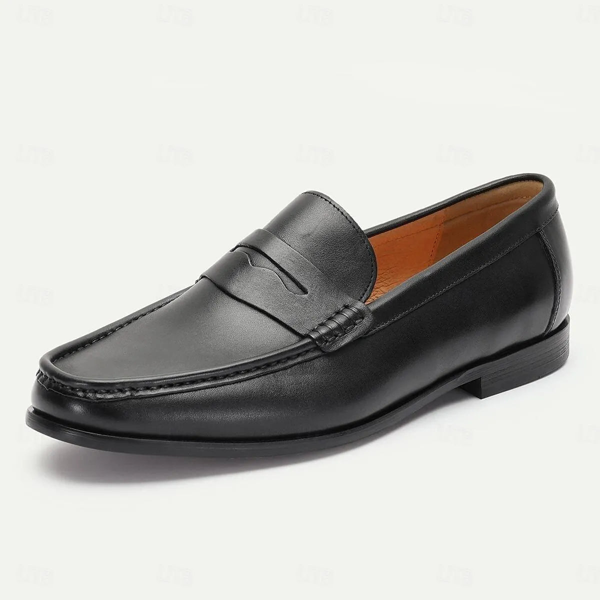 Men's Black Leather Penny Loafers - Tokiyos