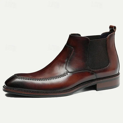 Men's Handmade Leather Chelsea Boots - 100% Cowhide with Detailed Stitching - Tokiyos