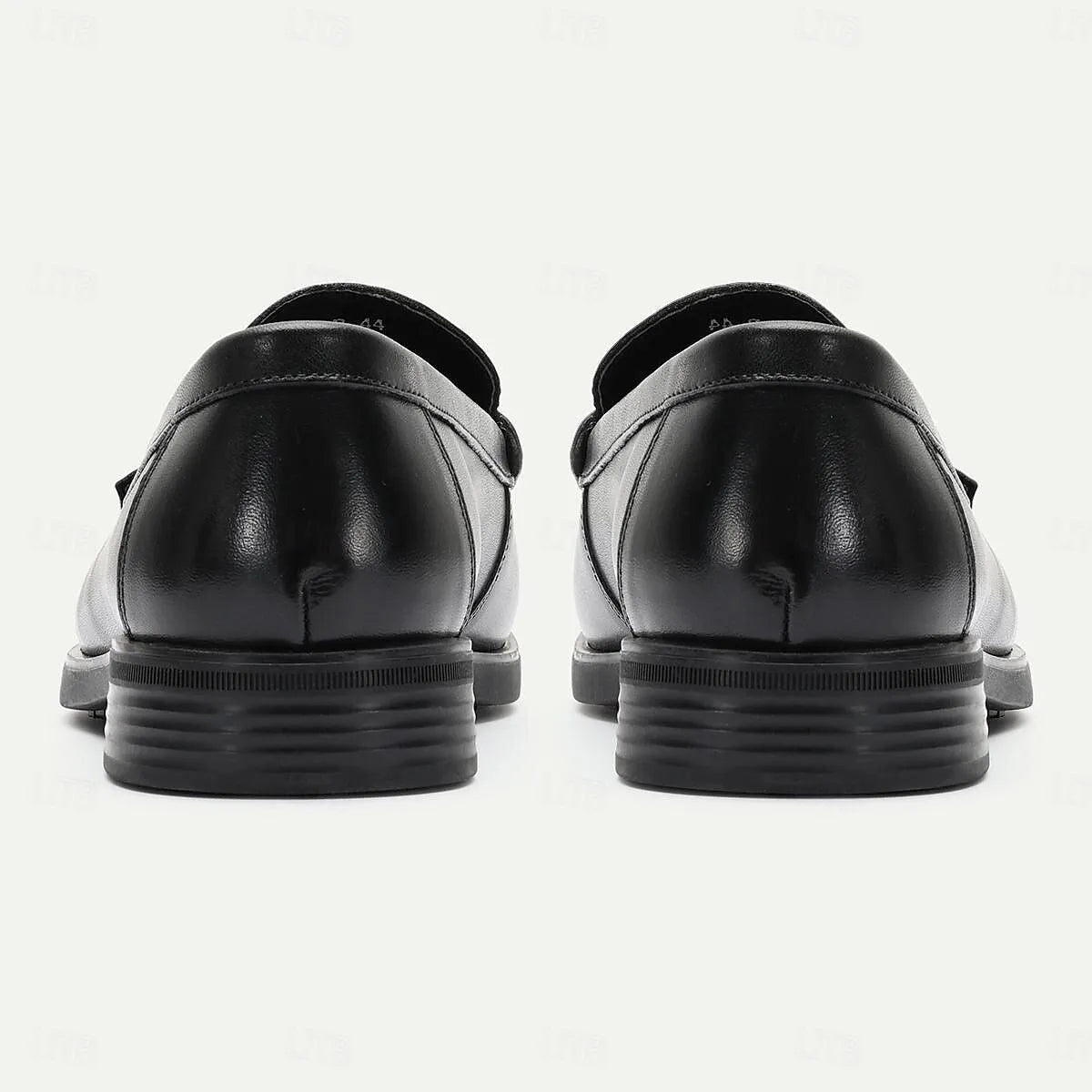 Men's Black Leather Loafers with Metal Detail - Tokiyos