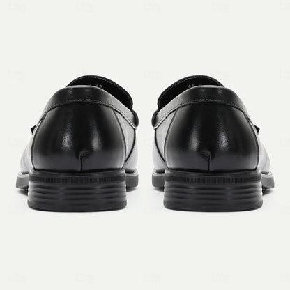 Men's Black Leather Loafers with Metal Detail - Tokiyos