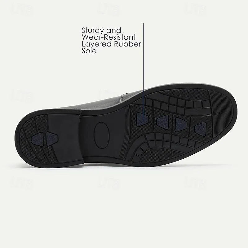 Men's Black Leather Casual Slip-On Shoes - Tokiyos