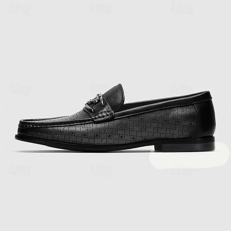 Men's Classic Perforated Leather Horsebit Loafers - Tokiyos