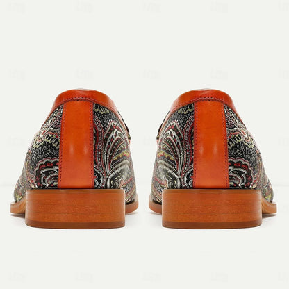 Men's Paisley Patterned Loafers: Colorful Slip-On Shoes with Horsebit Detail - Tokiyos