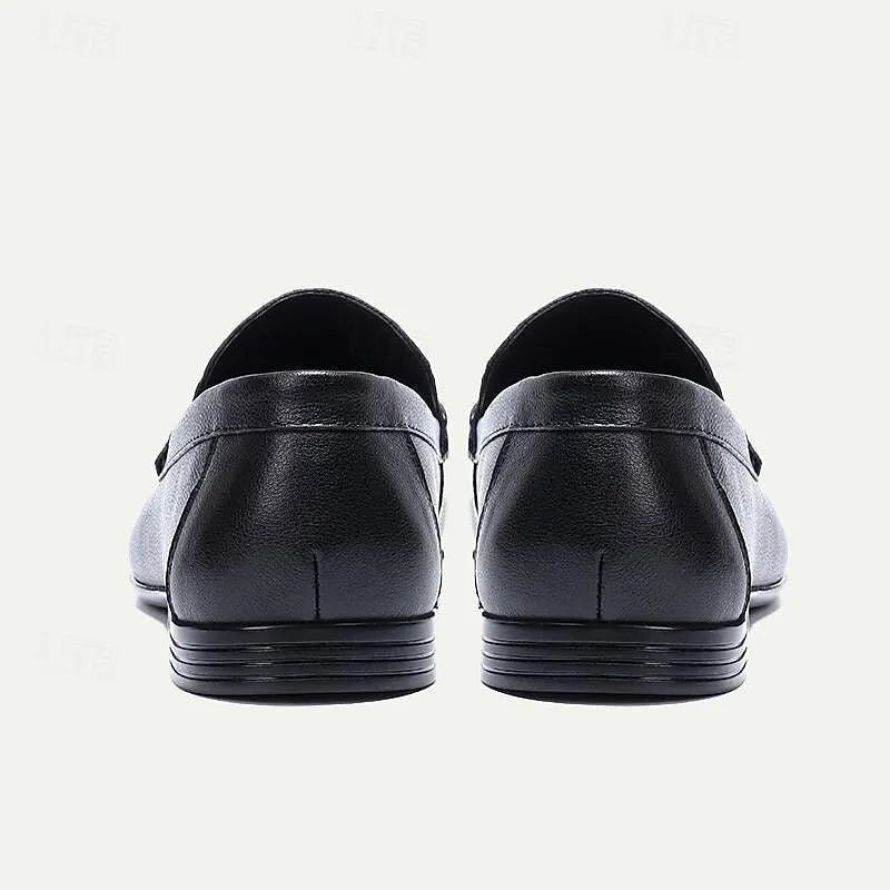 Men's Classic Leather Loafers with Metal Buckle - Tokiyos