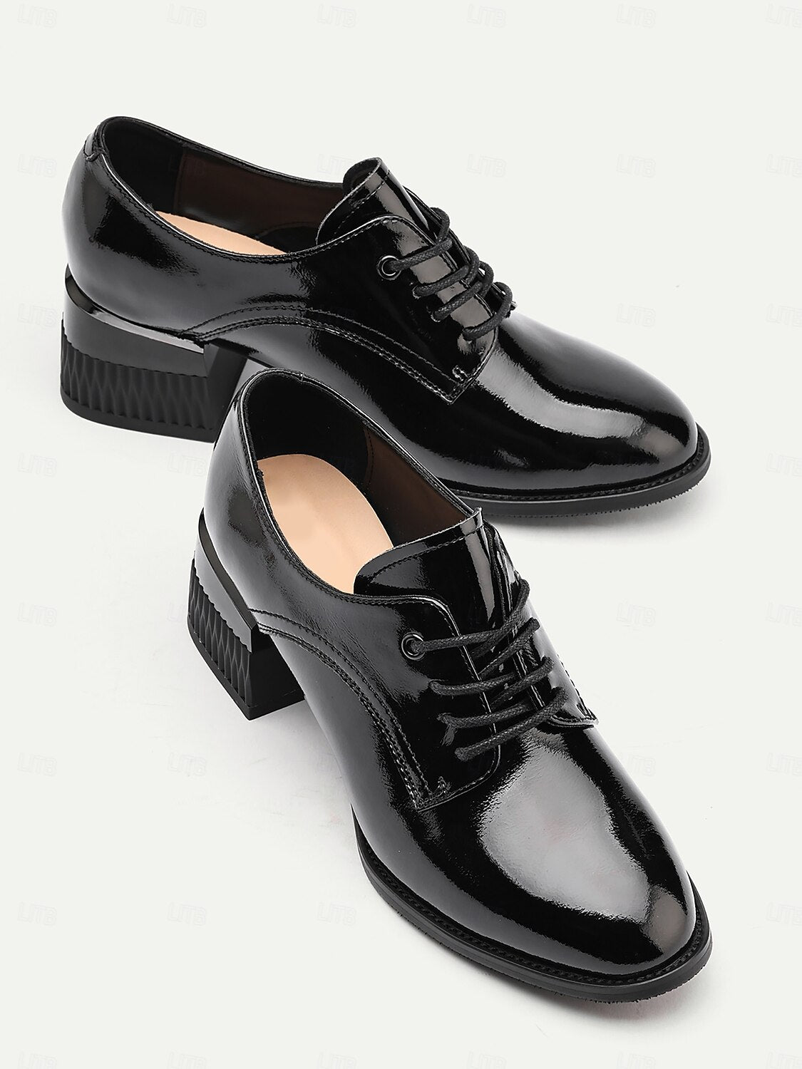 Women's Black Patent Leather Oxford Shoes – Premium Cowhide Formal Lace-Up Shoes for Weddings, Business, and Special Occasions