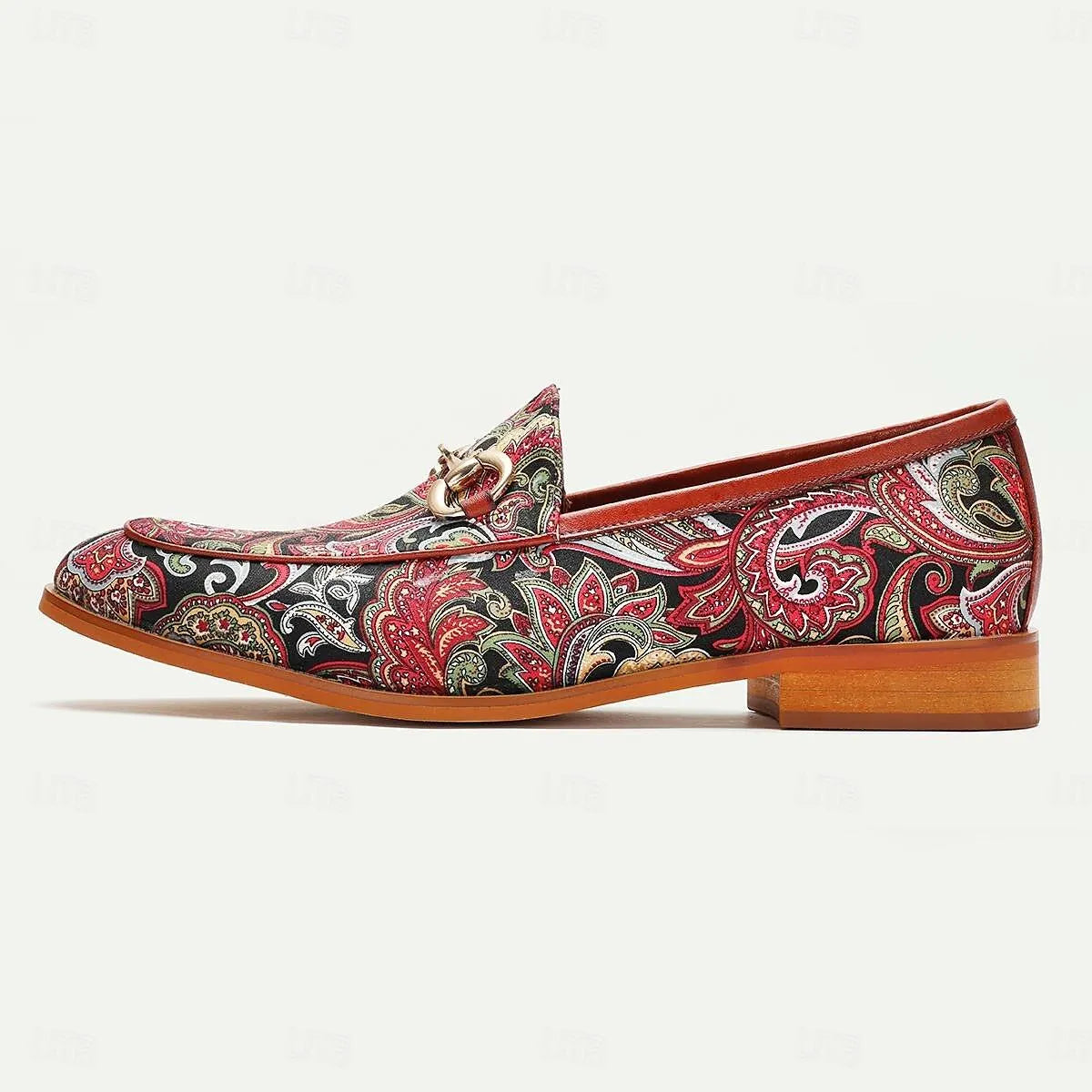 Paisley Men's Loafers with Gold Chain for Formal Events - Tokiyos