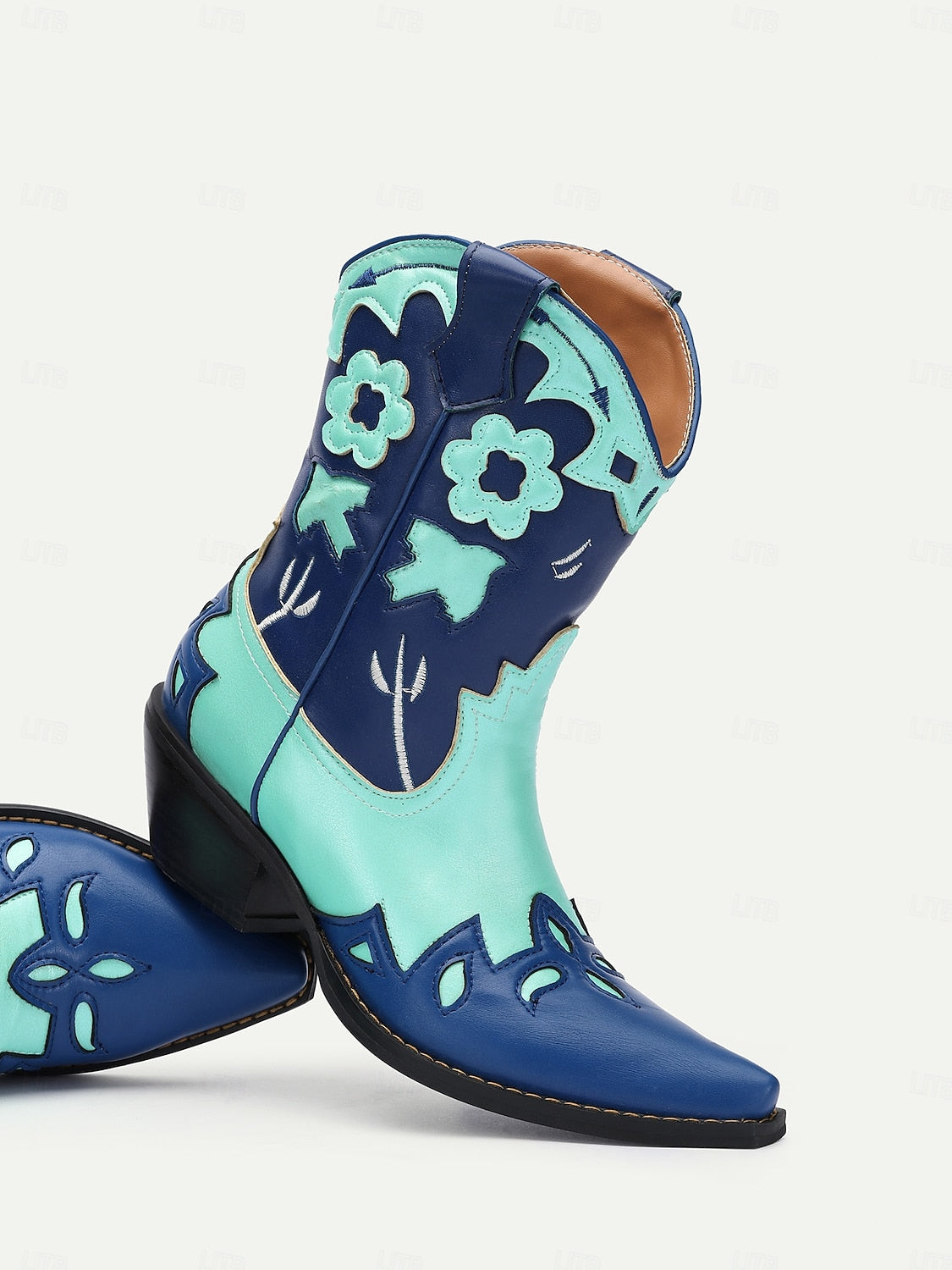 Women's Blue and Turquoise Western Cowboy Boots Perfect for Bold Fashion and Casual Wear