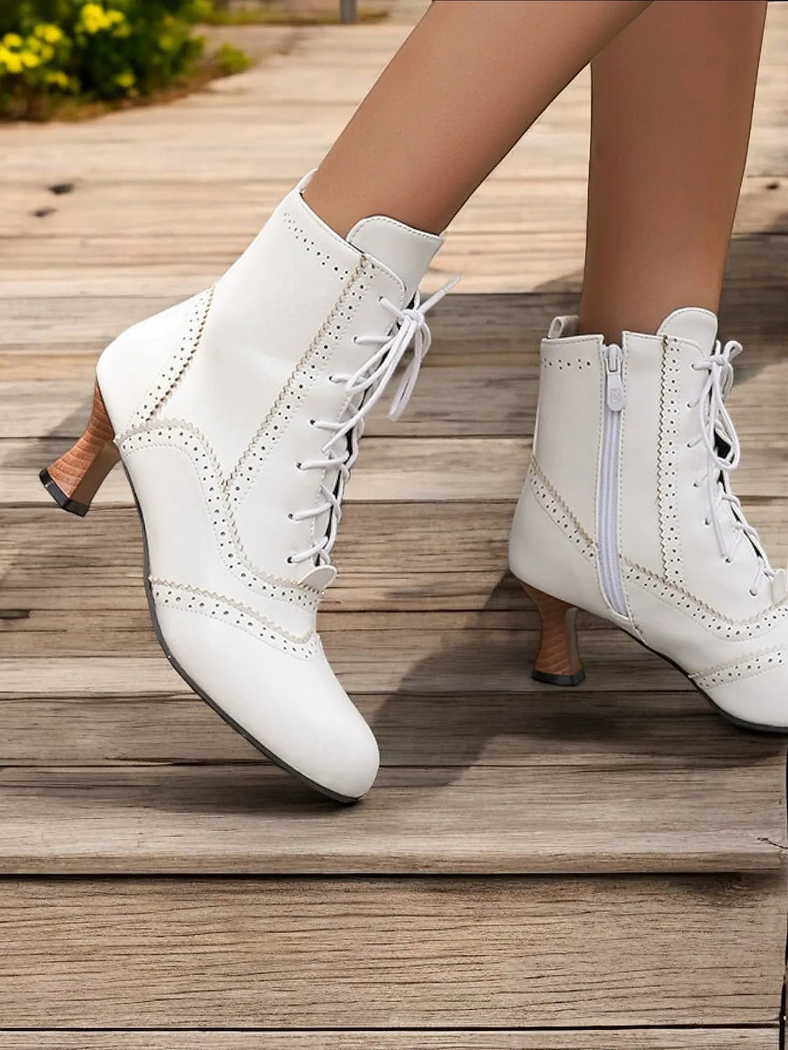 Women's Victorian-Style Lace-Up Leather Ankle Boots