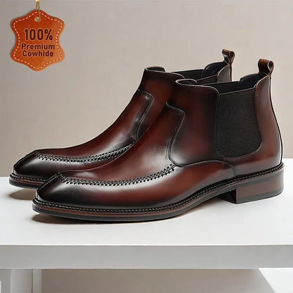 Men's Handmade Leather Chelsea Boots - 100% Cowhide with Detailed Stitching - Tokiyos