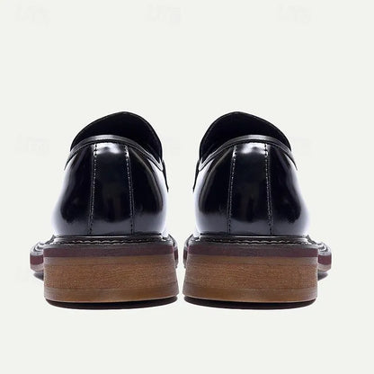 Men's Glossy Leather Loafers with Buckle - Tokiyos