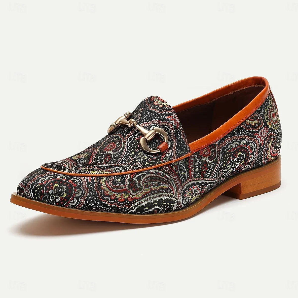 Men's Paisley Patterned Loafers: Colorful Slip-On Shoes with Horsebit Detail - Tokiyos