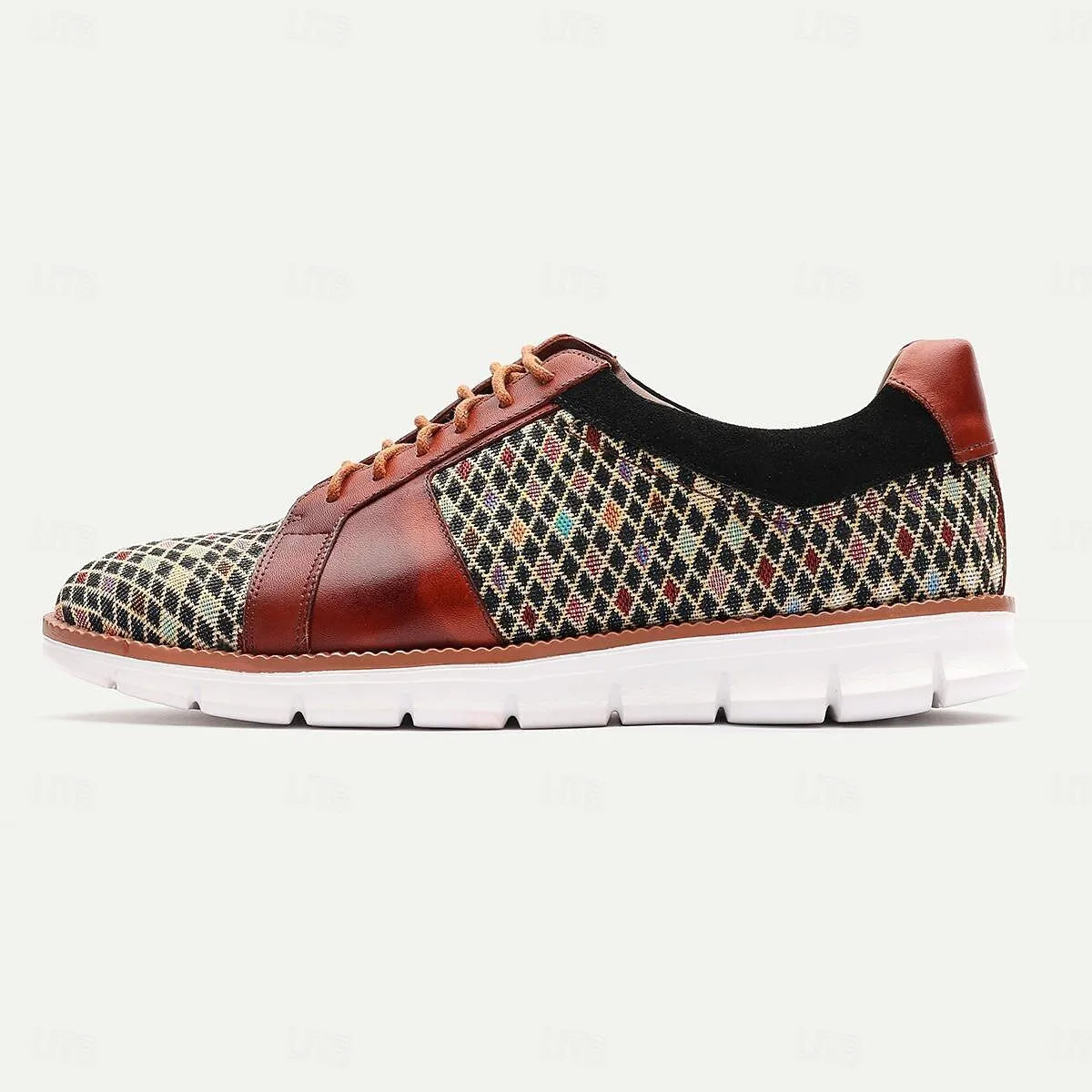 Men's Houndstooth Sneakers with Leather Accents - Tokiyos