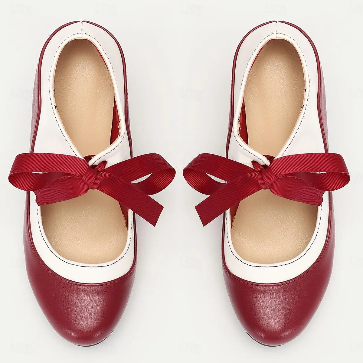 White and Red Ribbon Tie Heels - Women's Elegant Dress Shoes - Tokiyos