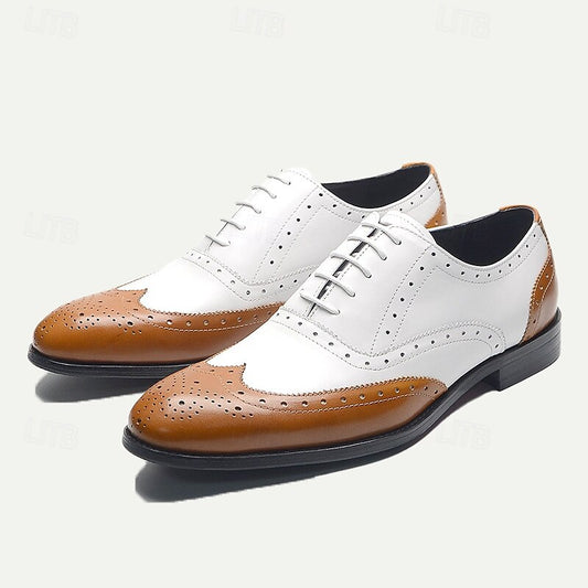 Men's Oxfords Brogue Home Daily Cowhide Comfortable Slip Resistant