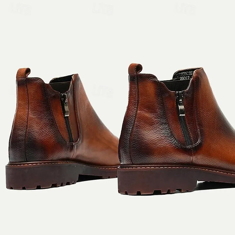 Men's Premium Leather Chelsea Boots - 100% Cowhide with Side Zipper and Rugged Sole - Tokiyos