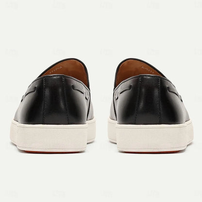 Men's Brown Leather Tassel Loafers with White Sole - Tokiyos