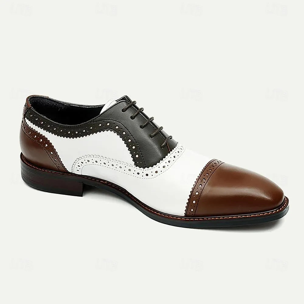 "Men's Tri-Color Wingtip Oxford Shoes Brogue - Tokiyos