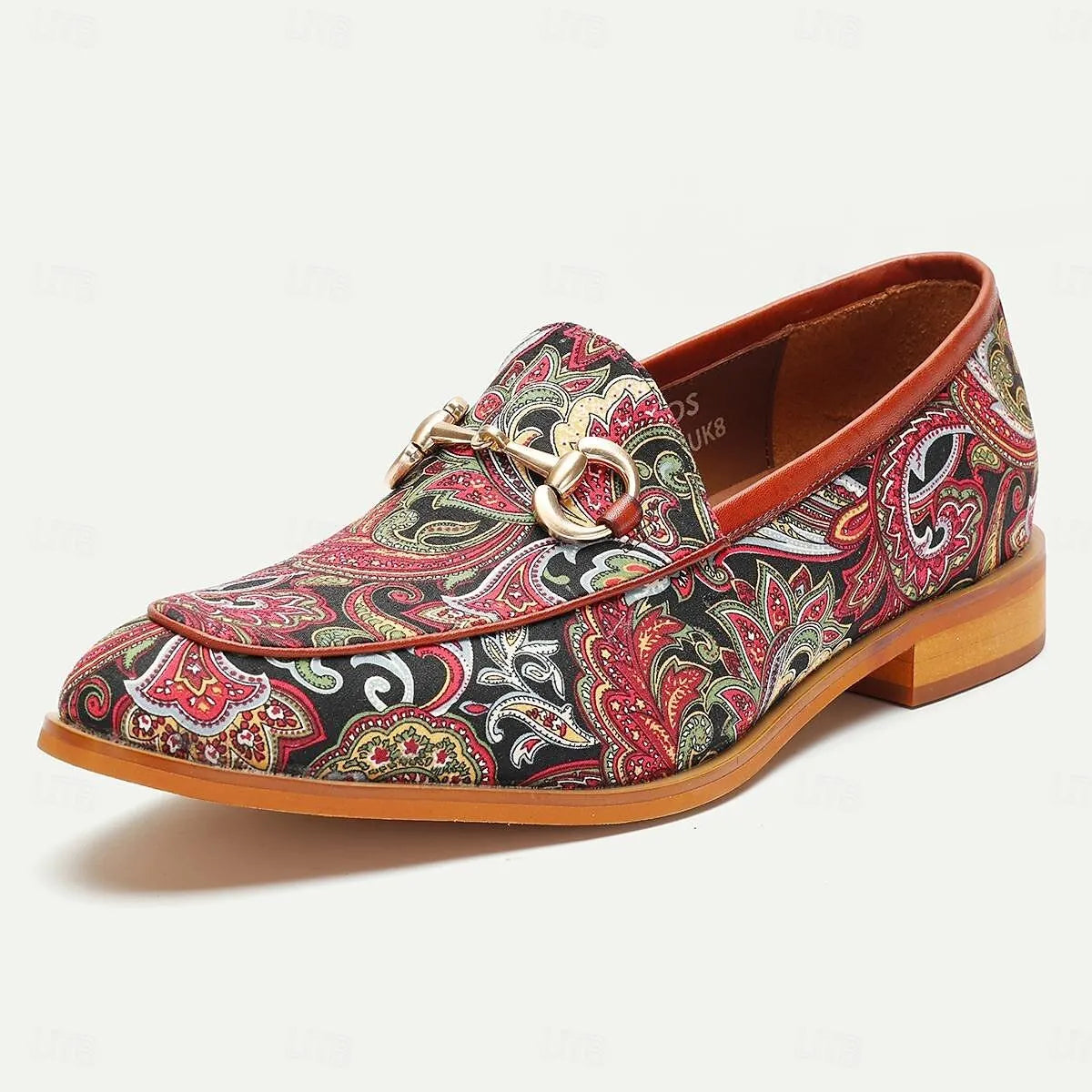 Paisley Men's Loafers with Gold Chain for Formal Events - Tokiyos