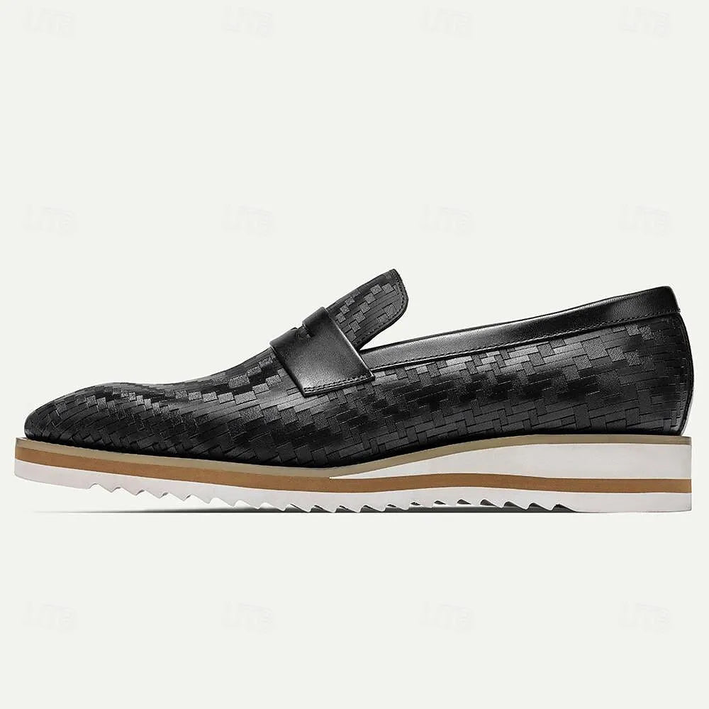 Men's Woven Leather Penny Loafers - Tokiyos