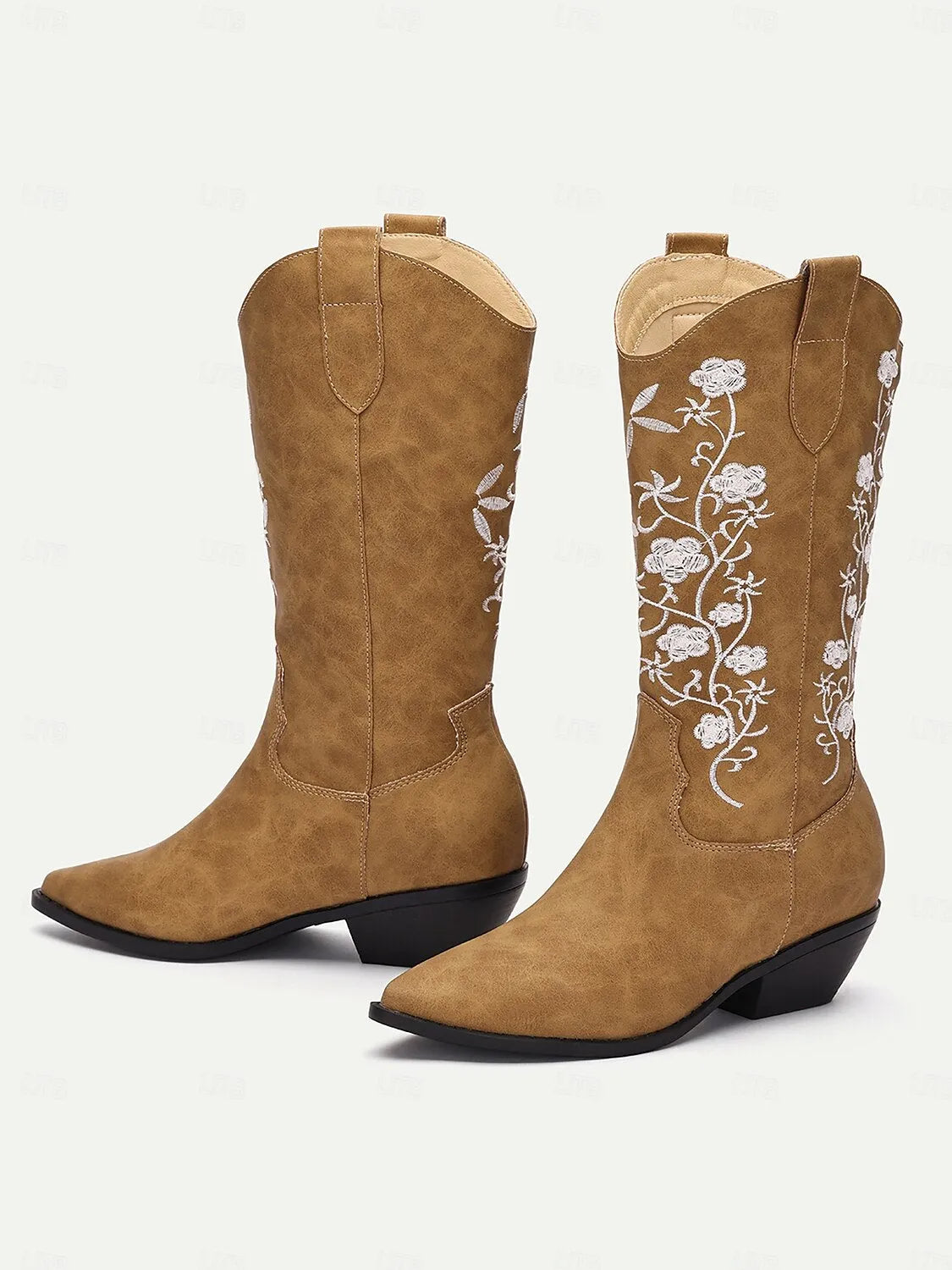 Women's Western Cowboy Boots with Floral Embroidery - Stylish and Comfortable Footwear for Country Events and Everyday Wear