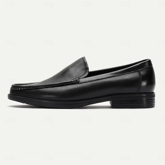 Men's Black Leather Casual Slip-On Shoes - Tokiyos