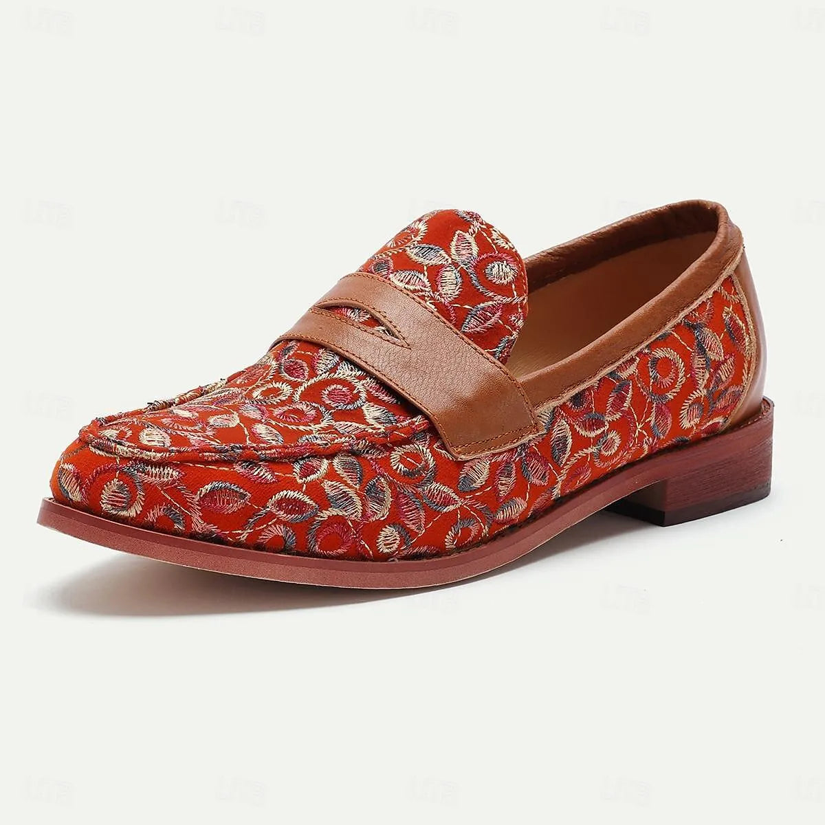 Men's Floral Embroidered Leather Loafers - Tokiyos