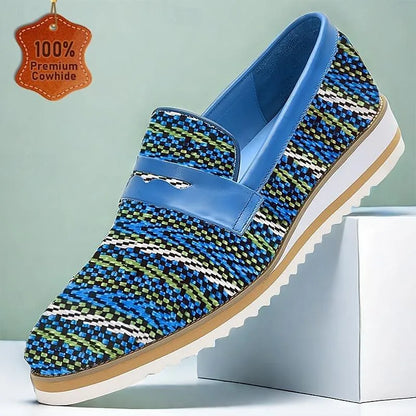 Men's Patterned Slip-On Loafers - Stylish Casual Shoes with Vibrant Knit Design and Comfortable Sole - Tokiyos