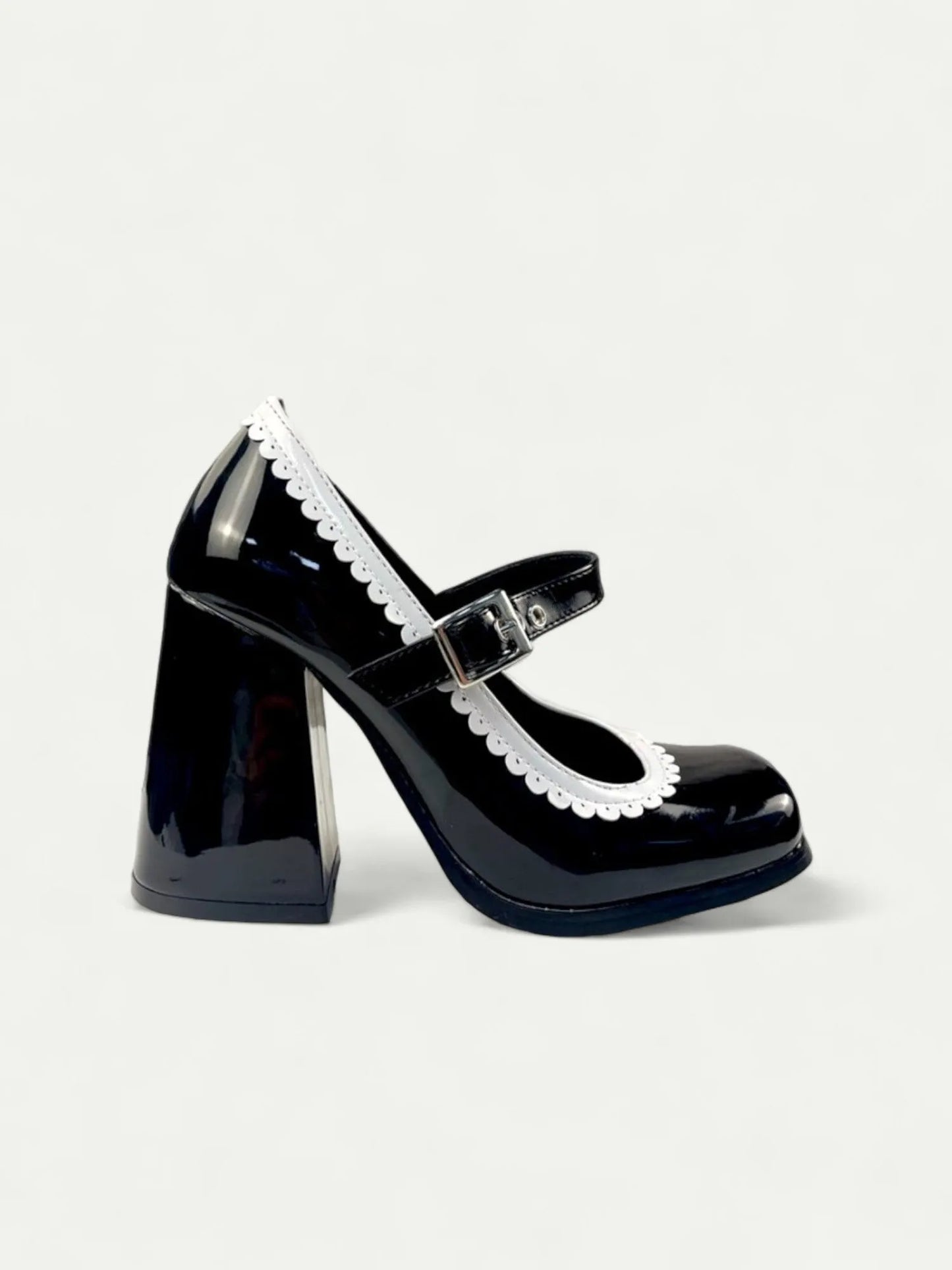 Black Patent Leather Mary Jane Shoes- Women's Vintage Style Heels