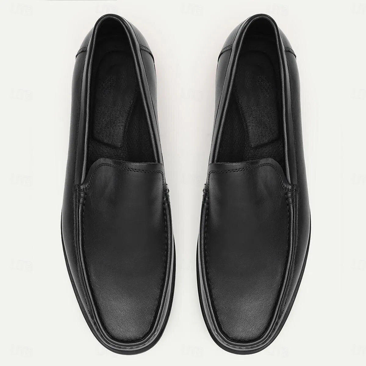 Men's Black Leather Casual Slip-On Shoes - Tokiyos