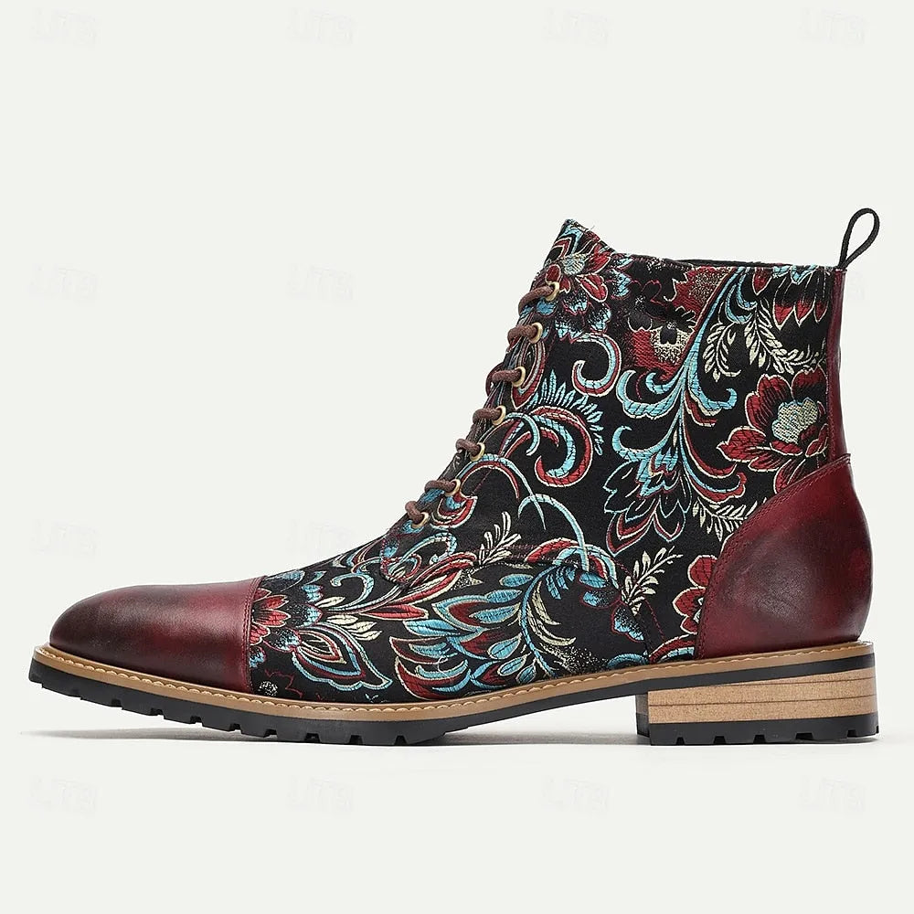 Mens Owl in Grass-Classic boots, fashion Lace up Festival Bohemian Doc Style Boots