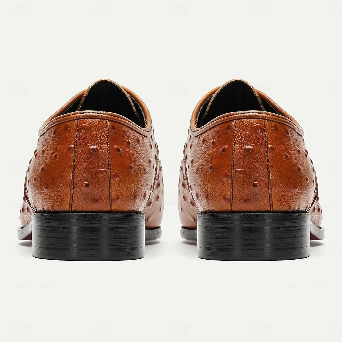 Men's Brown Ostrich Leather Oxfords: Elegant Brogue Detailing - Tokiyos