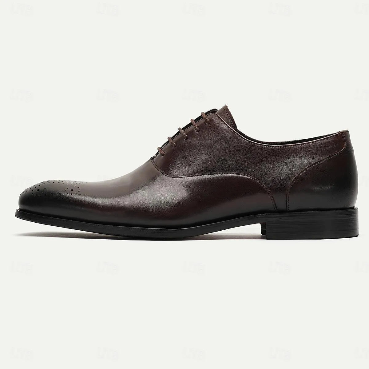 Men's Brown Leather Oxford Dress Shoe with Brogue Detail - Tokiyos