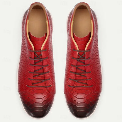 Men's Leather Sneakers Red Gradient Lace-up - Tokiyos