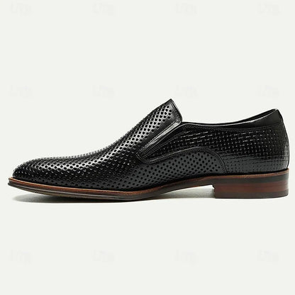 Men's White Perforated Leather Slip-On Loafers - Tokiyos