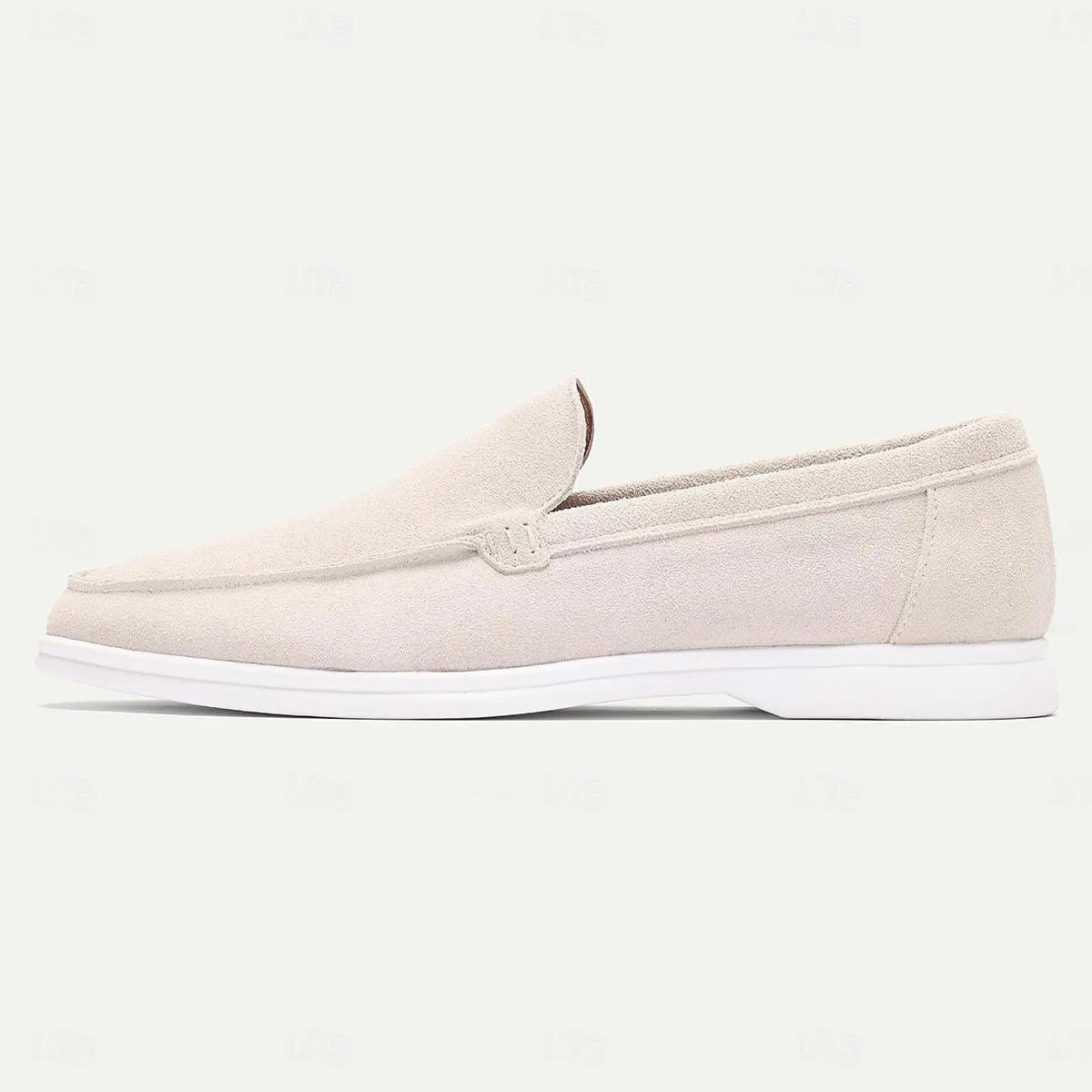 Men's White Beige Suede Slip-On Loafer - Tokiyos