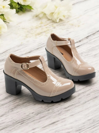 Women's Vintage T-Strap Chunky Heel Shoes