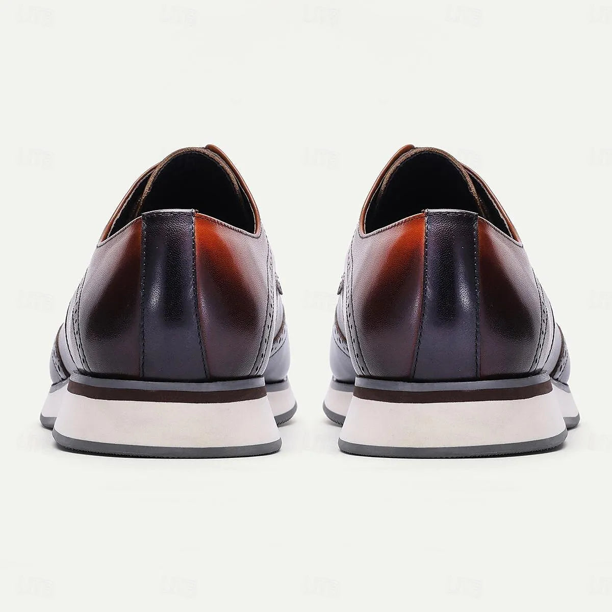 Men's Two-Tone Wingtip Oxford Dress Shoes - Elegant Leather Brogues with Modern Sole - Tokiyos