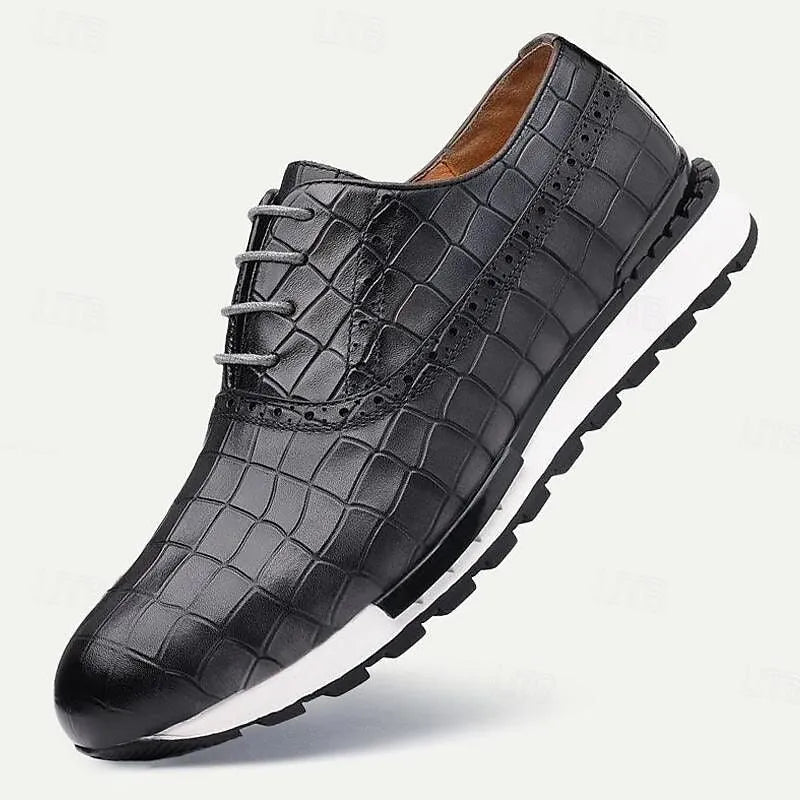 Men s Two Tone Croc Embossed Leather Derby Shoes Tokiyos